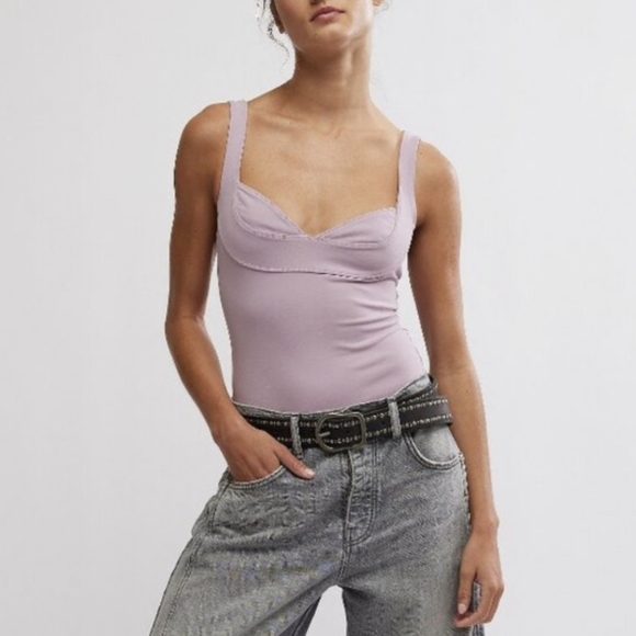 Free People Dusk til Dawn Bodysuit sz MED in Dusty Pink - Picture 5 of 15